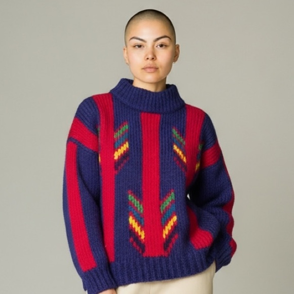 Vintage 80’s Wool Blend Funky Knit Sweater​